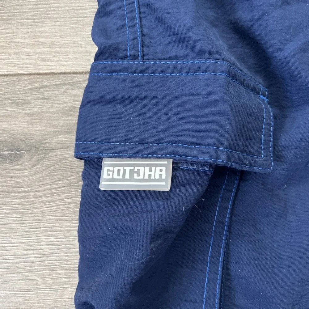 VTG Gotcha Mens M Drawstring Swim Trunks Blue